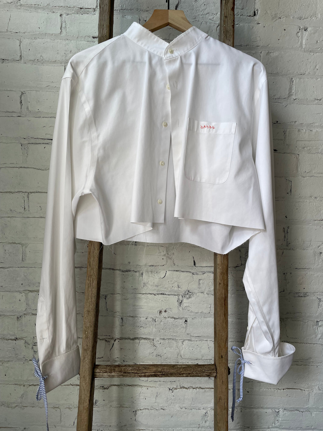 annette cropped button down