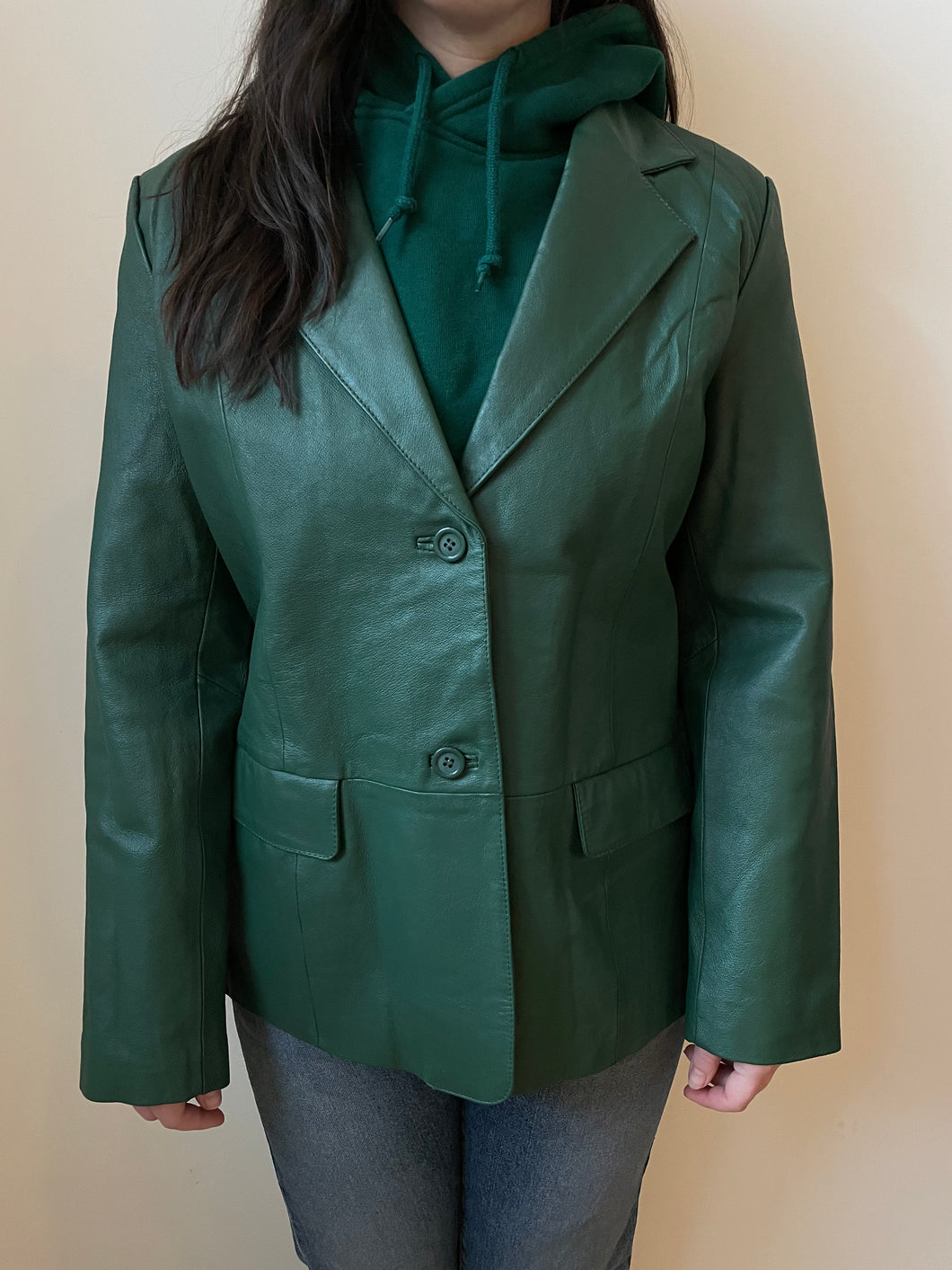 vintage green leather blazer