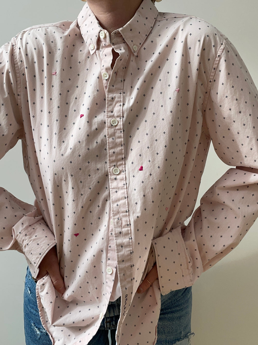 confetti hearts button down