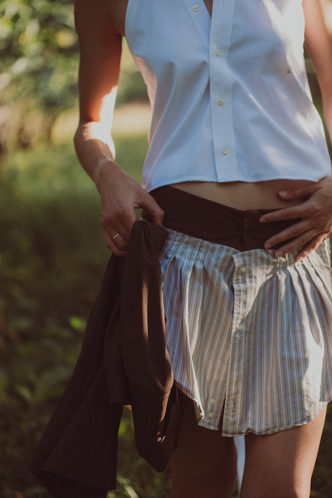 look 1 - two-tone annette pleated skirt