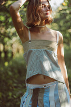 Load image into Gallery viewer, look 3 - suede + button down tie top
