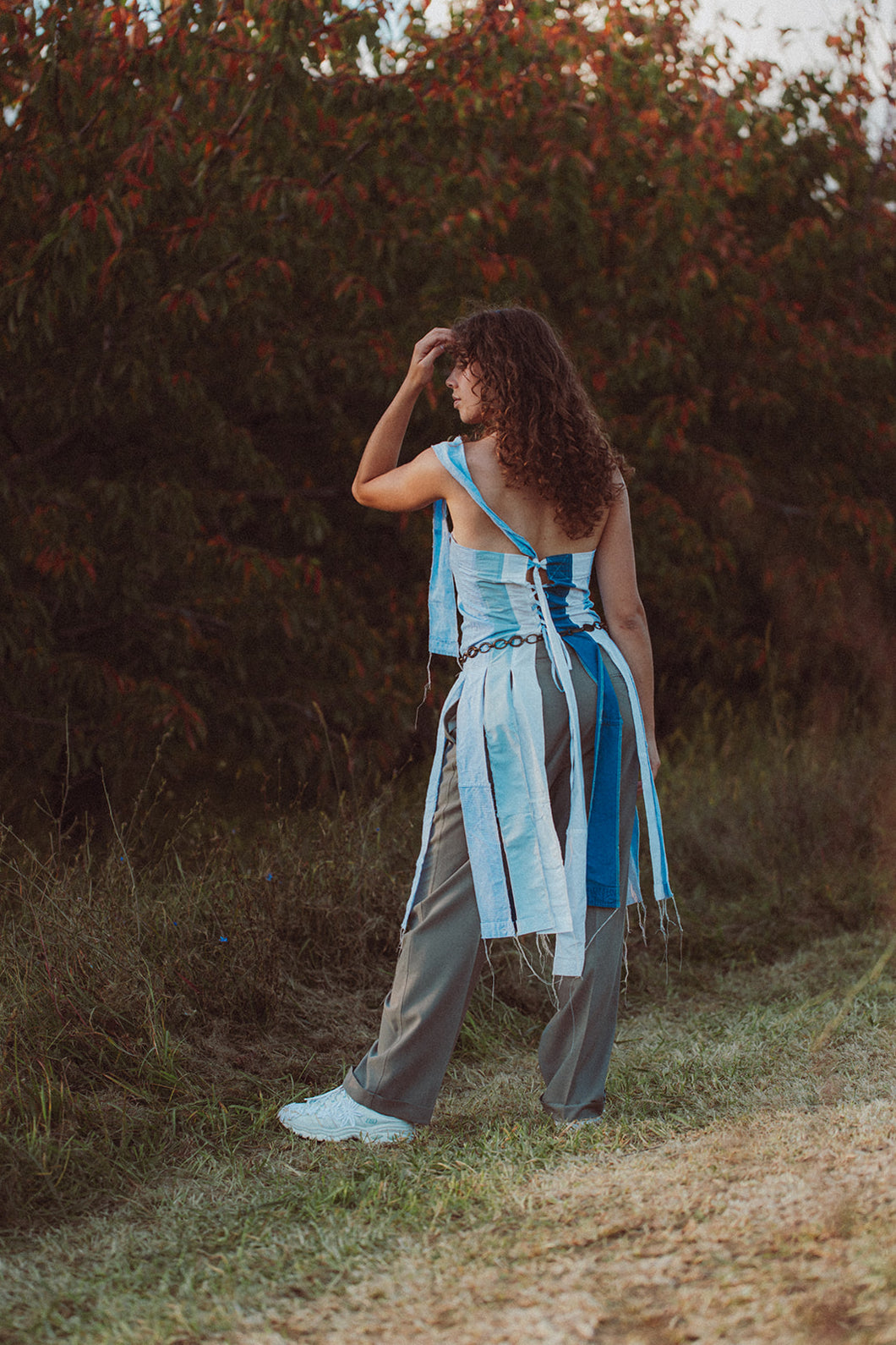 look 2 - shirt panel corset back top