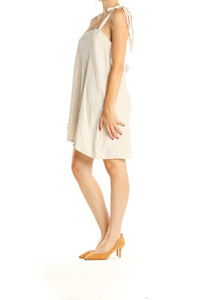 Apres x SilkRoll Reworked: Bordeaux Dress - Beige 100% Linen strappy dress made from old pants S