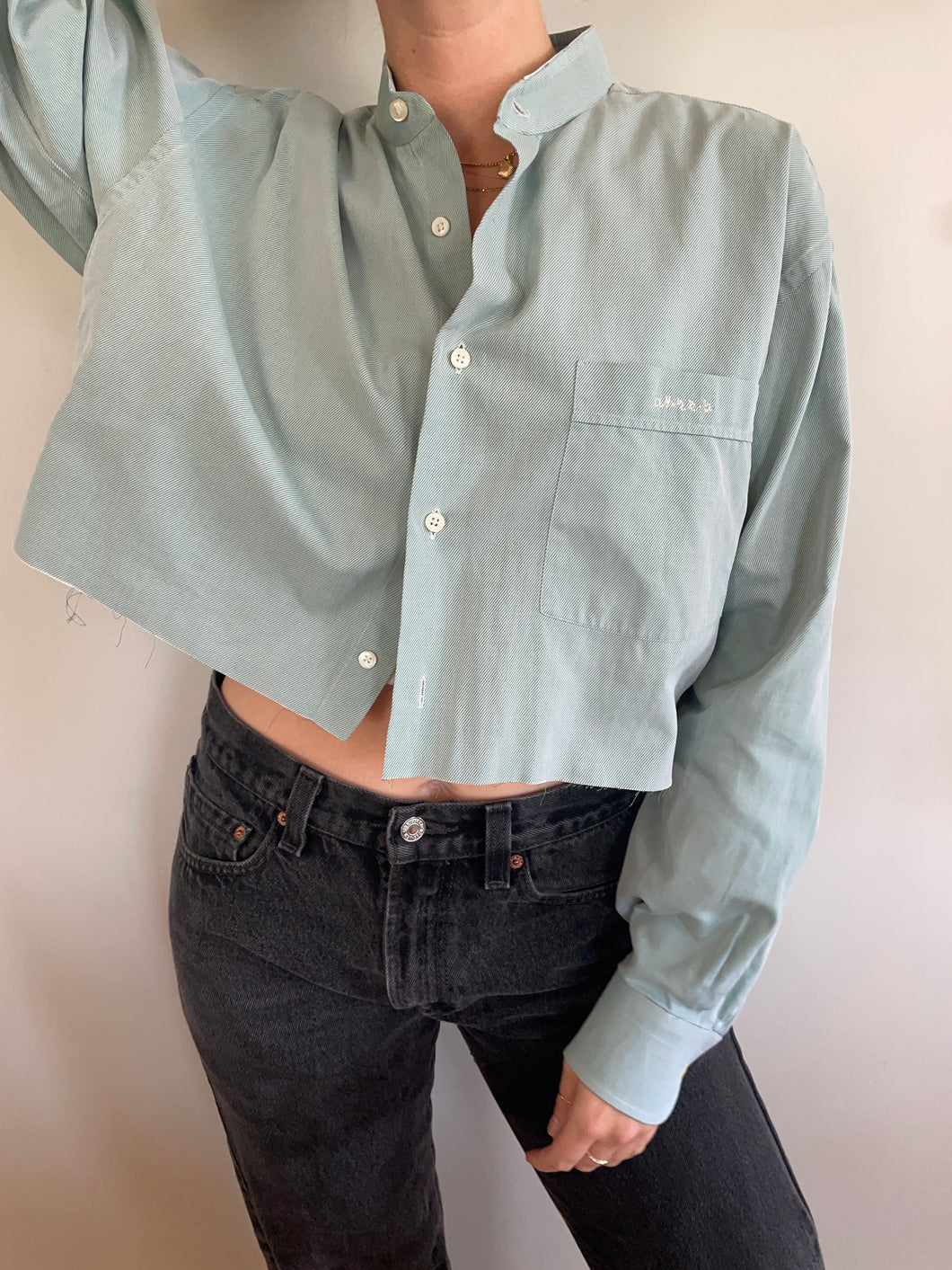 annette cropped button down