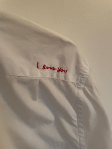 amour hand embroidered button down